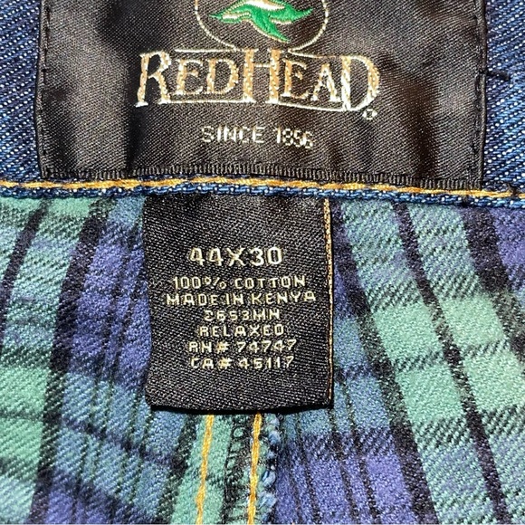 Red Head Men’s Flannel Lined Denim Jeans Size 44x30 100% Cotton Warm Winter Jean - Picture 3 of 5